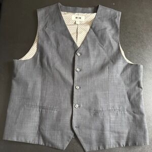 Joseph Abboud Vest 2XL‎ Mens Gray Check Wool Cotton Formal
